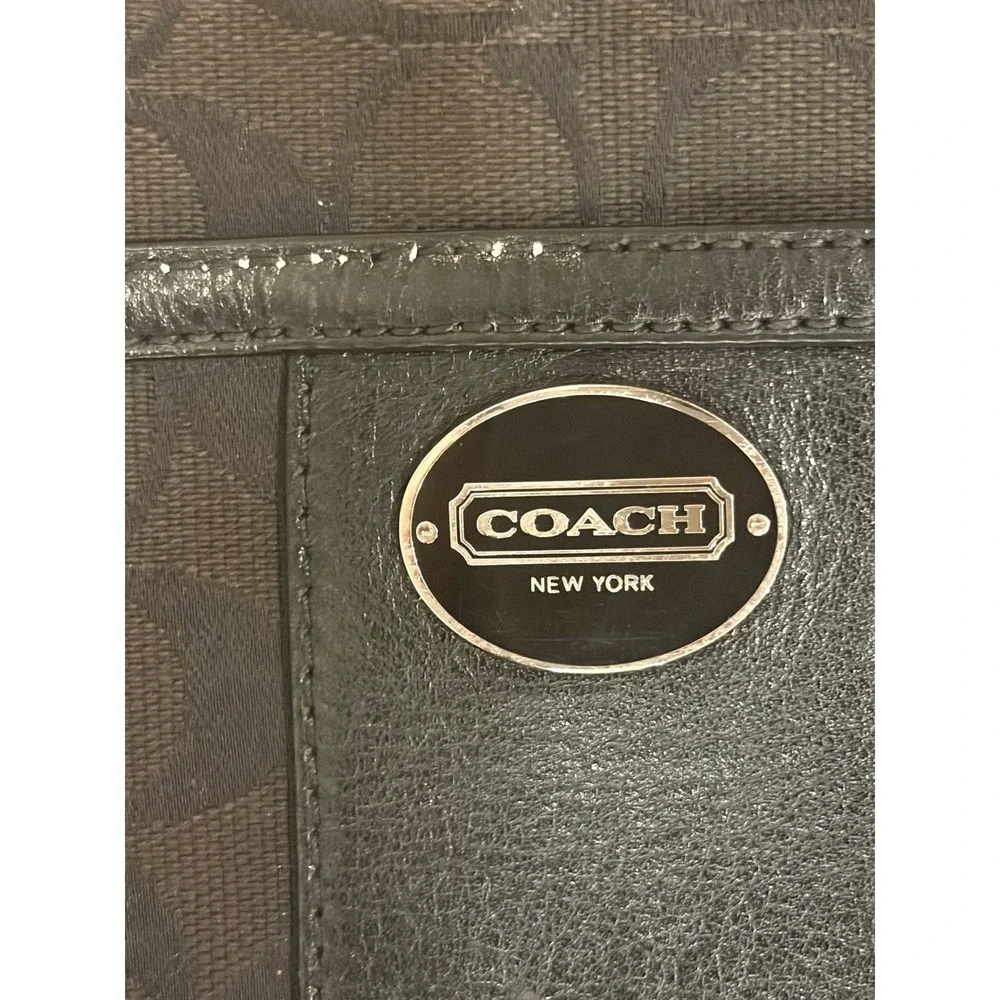Vintage Coach Signature Stripe Crossbody Bag Black Brown